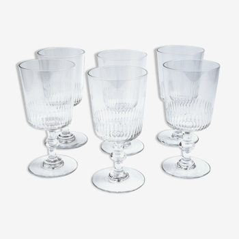 Lot de 6 verres à vin anciens en cristal fin de baccarat vintage