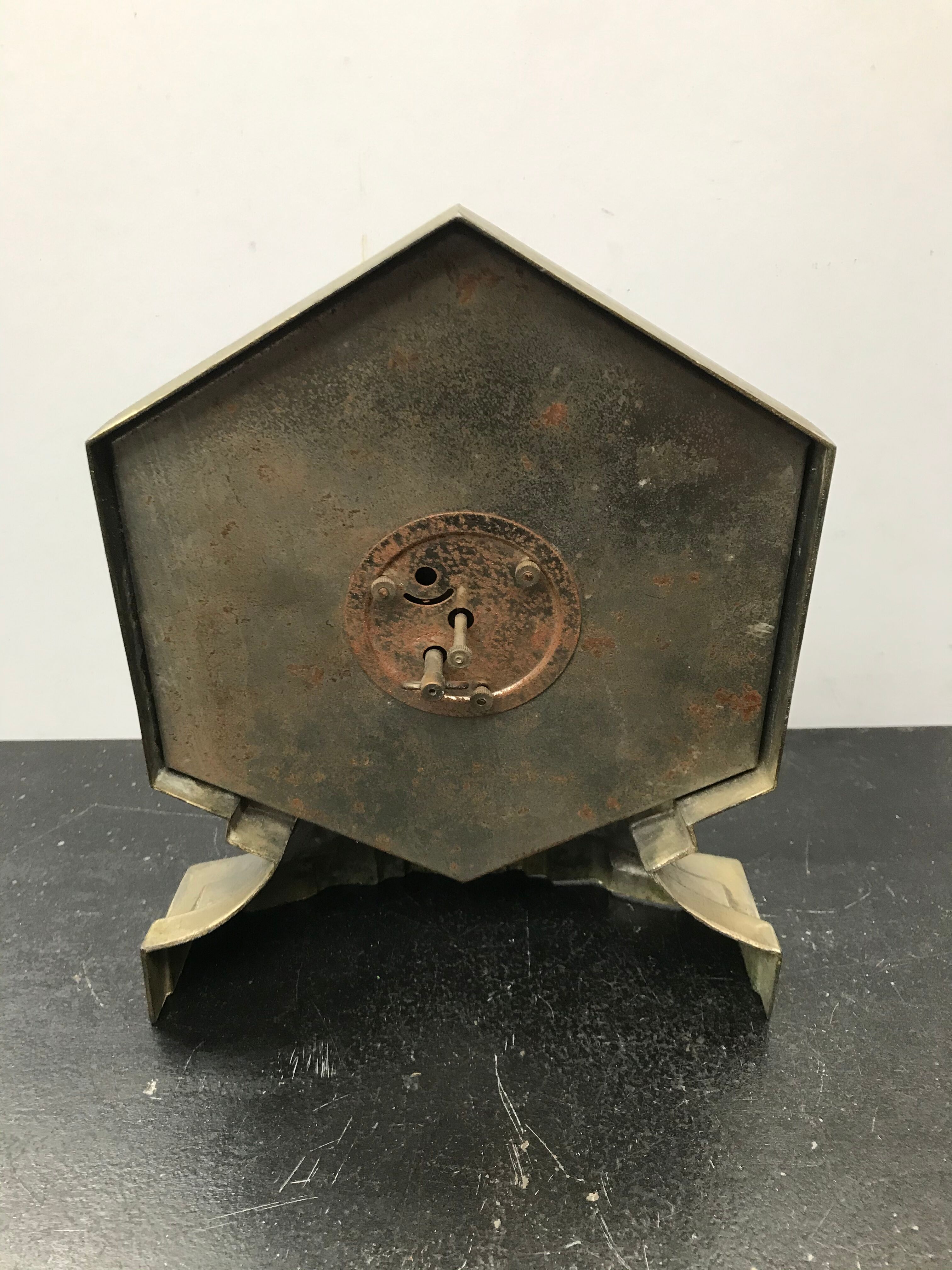 Clock on feet art deco vintage metal