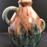 Vase with asymmetrical handles in Flemish stoneware, handcrafted
