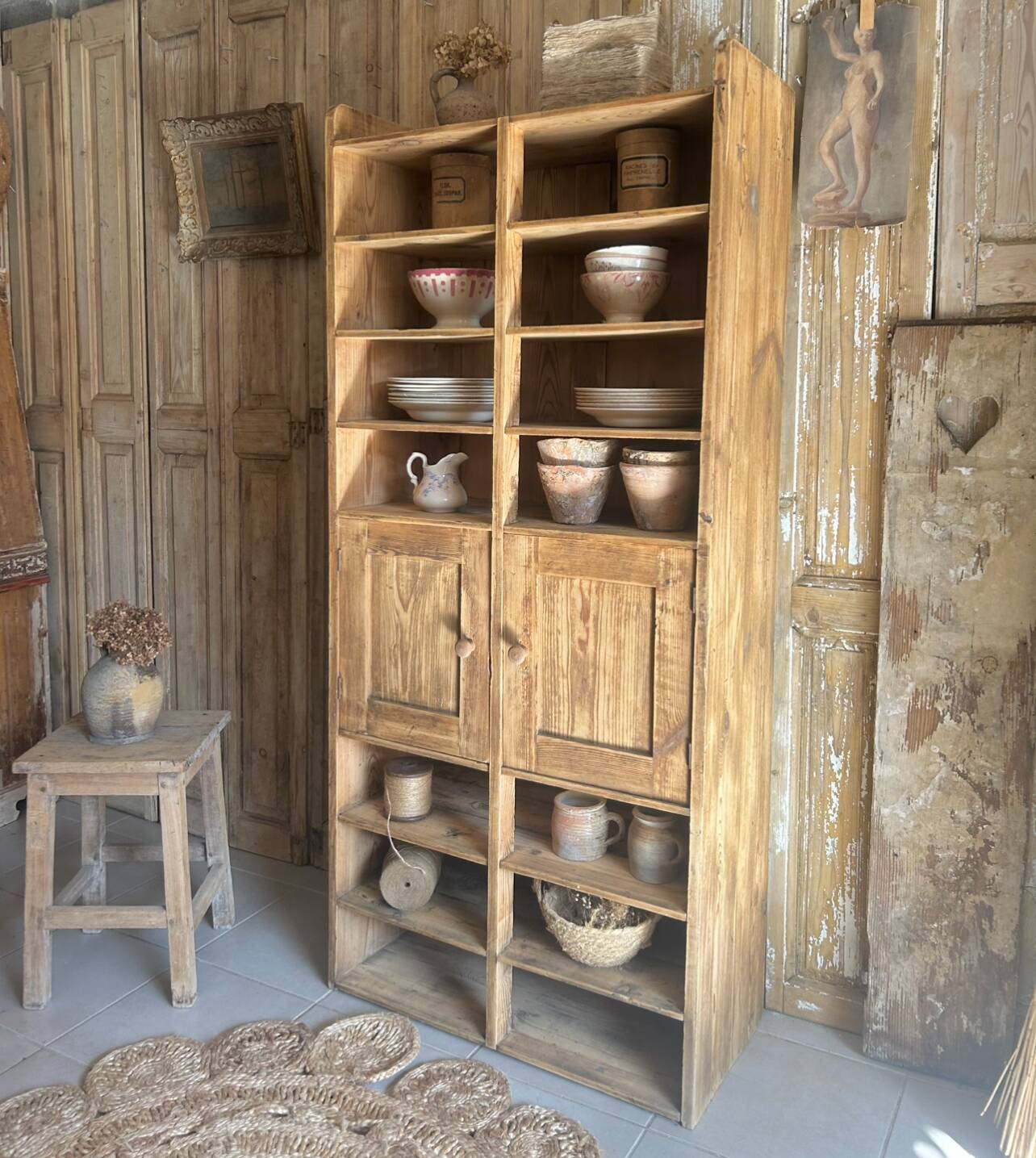 Antique workshop cabinet with compartments and doors