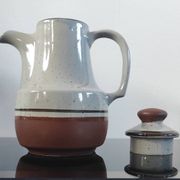 Vintage ceramic set – Jug & 4 footed glasses 70s - Korea