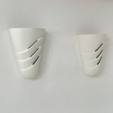 Pair of vintage wall lights, matte white plaster, France, 1970