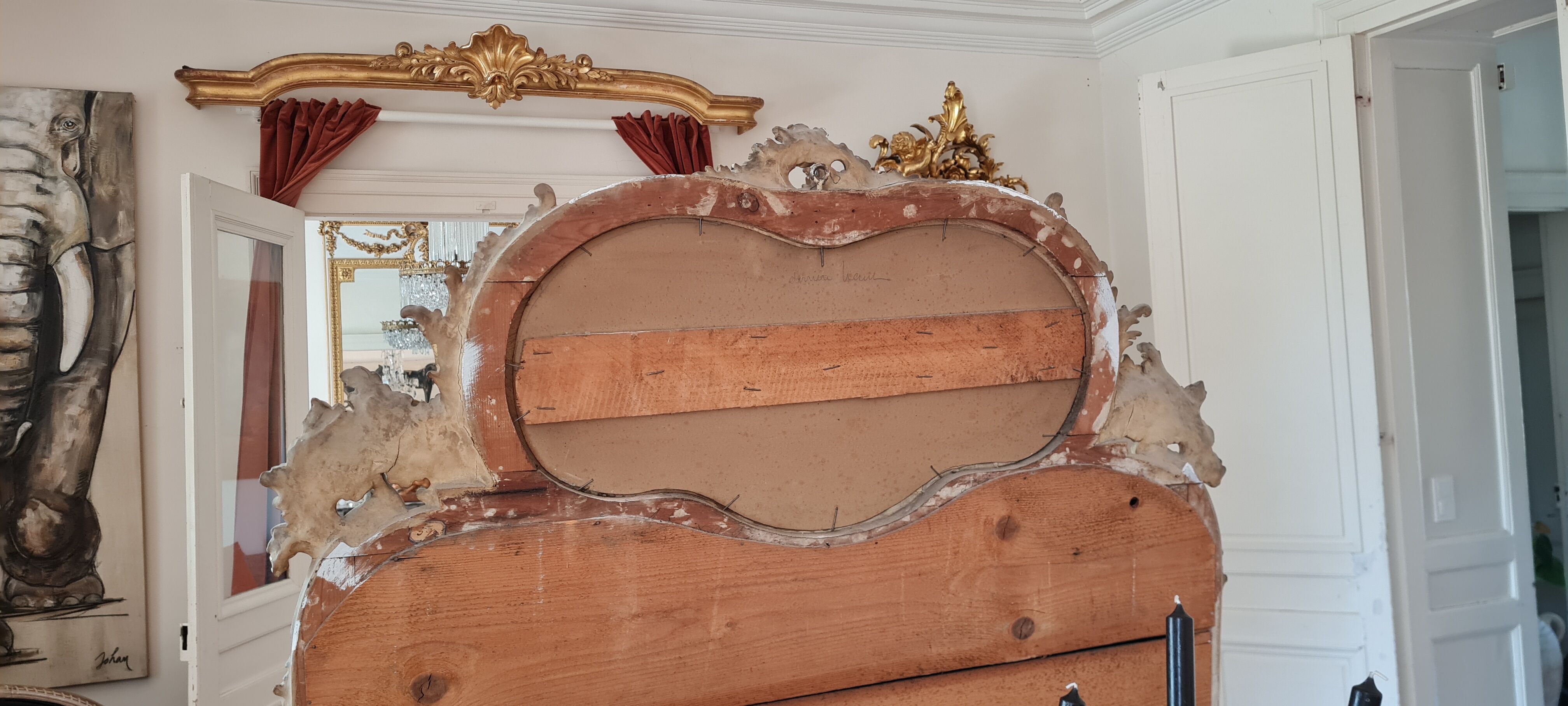 Mirror trumeau gilded wood and patinated XIX century