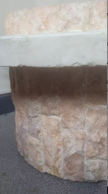 Brutalist round coffee table in Mactan stone by Magnussen PONTE