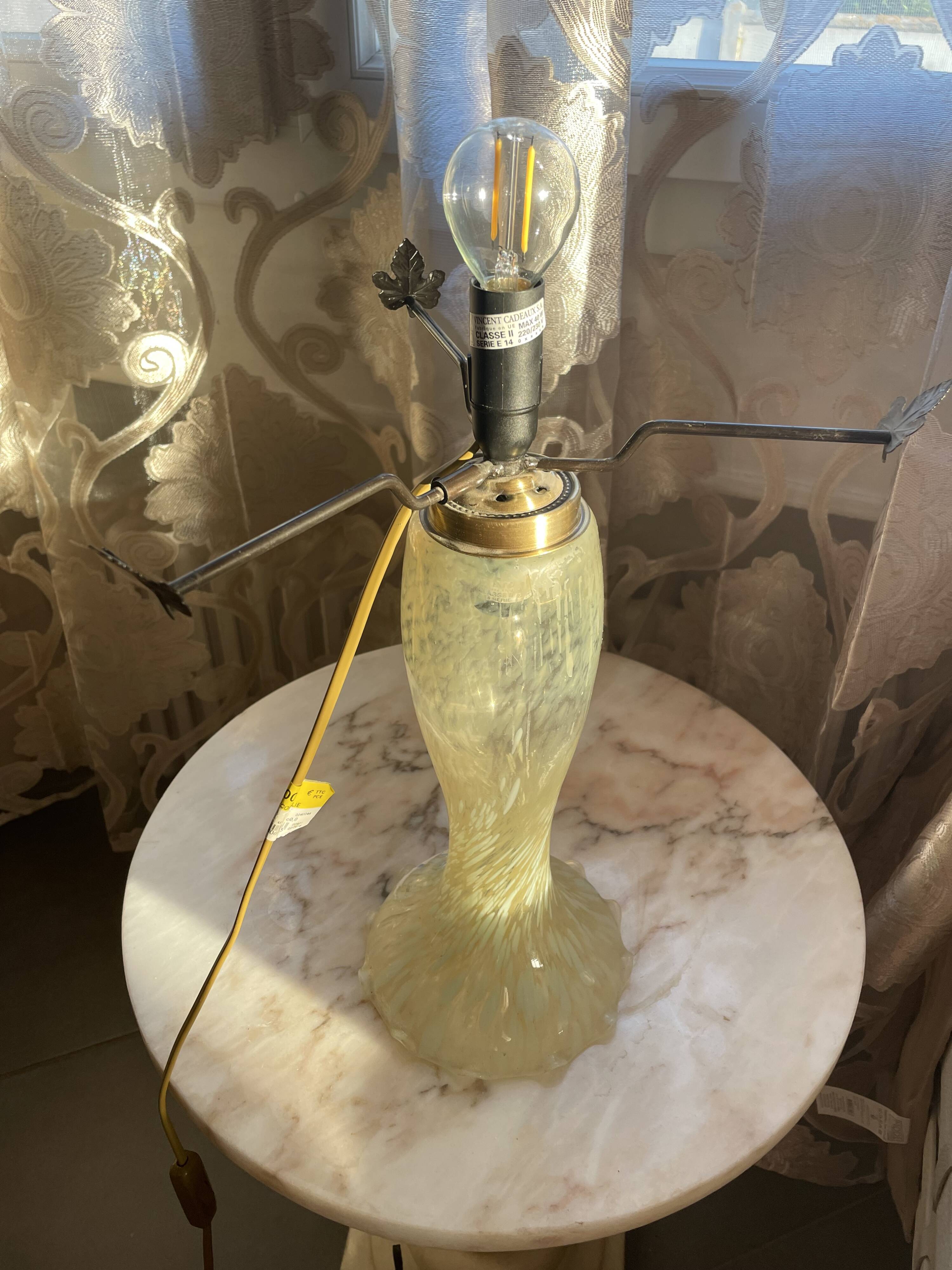 Yellow glass mushroom lamp