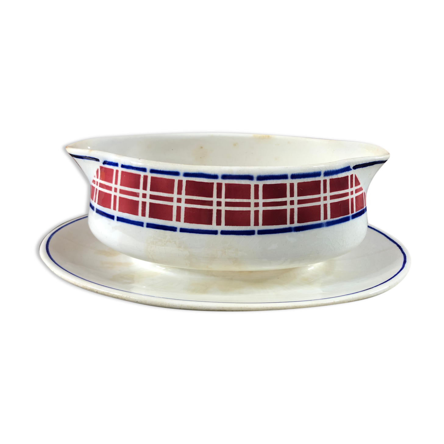 Gravy boat art deco white and red Villeroy and Boch model Rosario