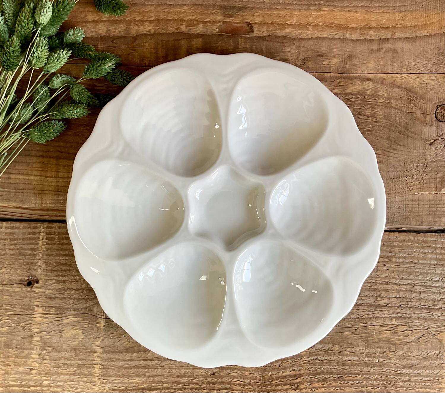 2 Apilco France porcelain oyster plates