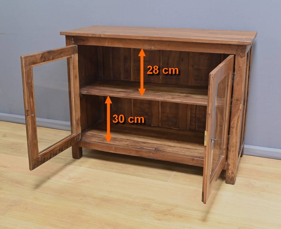 Vitrine en Teck massif, Inde – Début XXe