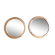 Pair of round Scandinavian pine mirrors from the 70s