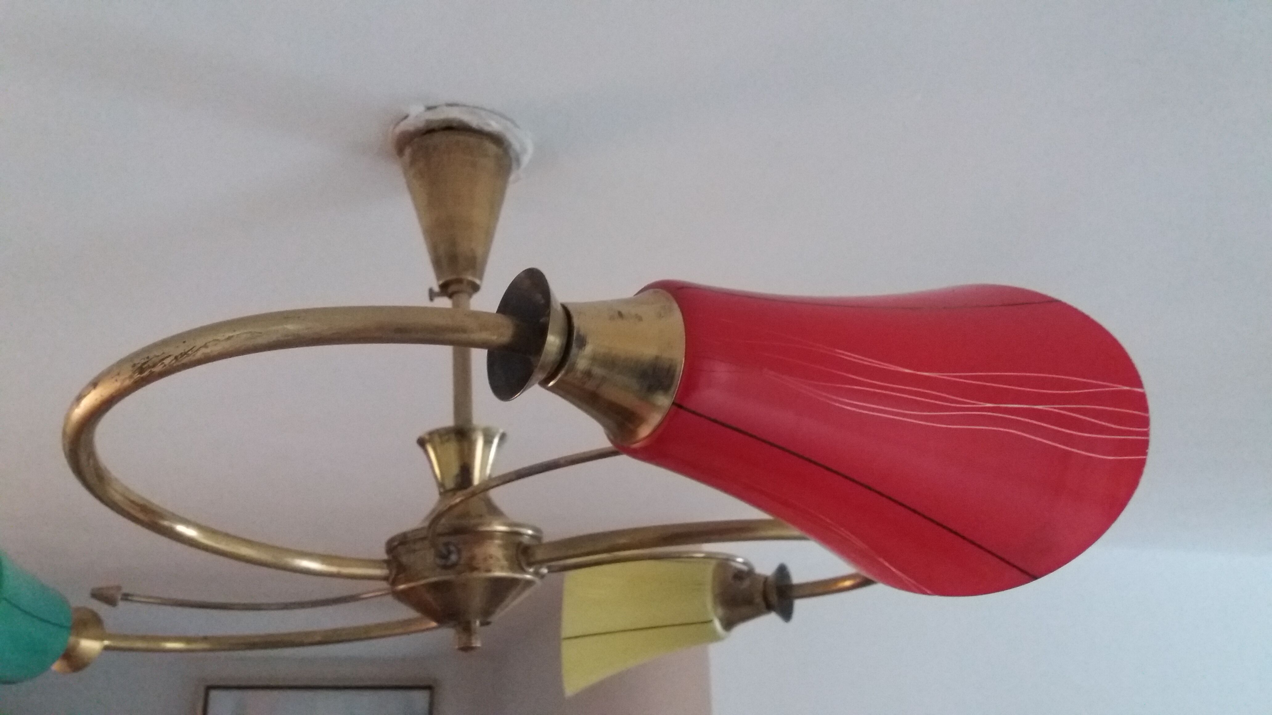 Lustre verre et laiton vintage