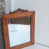 Antique beveled mirror & carved wooden frame