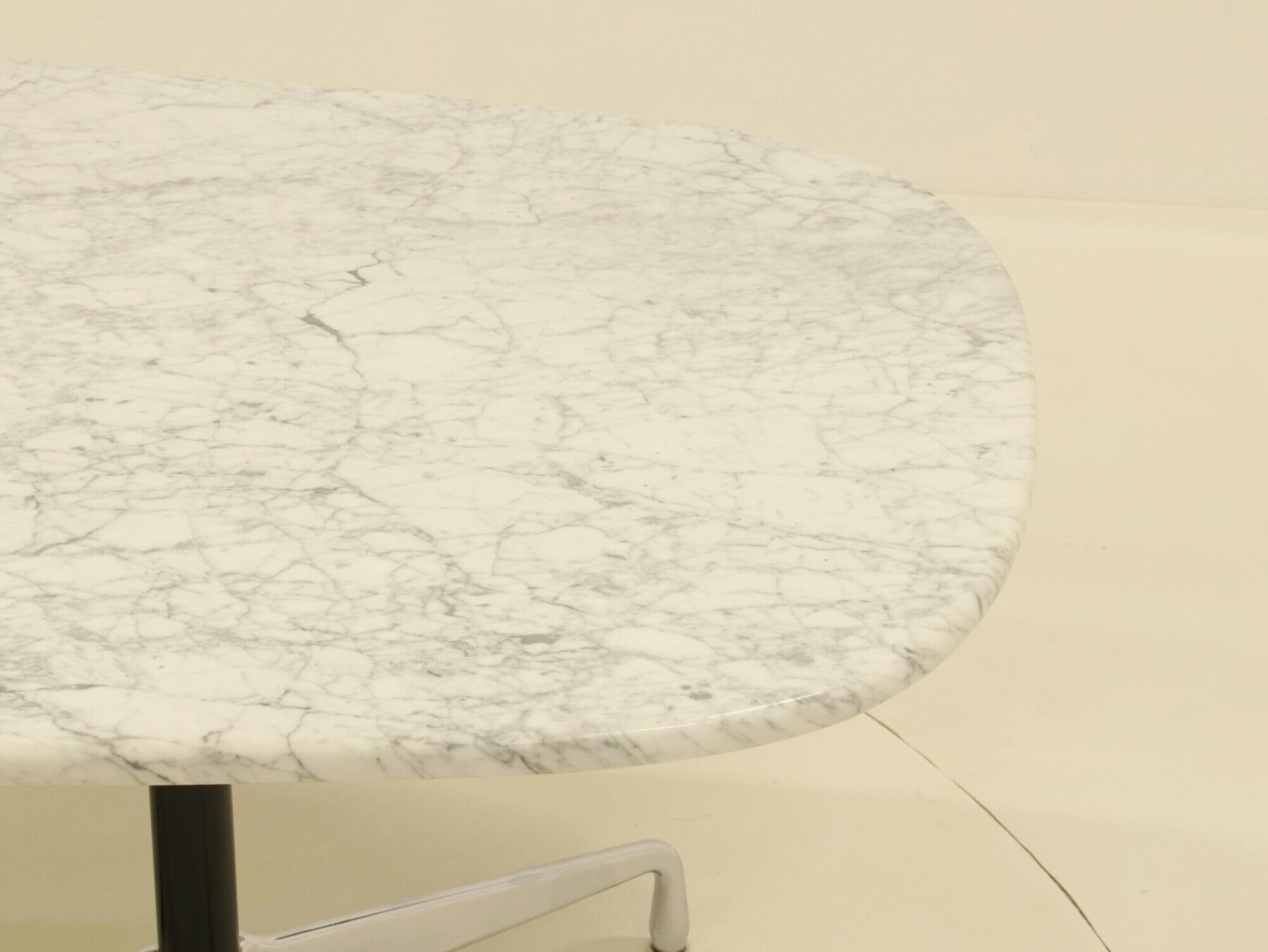 Eames Segmented Oval Dining Table in White Marble & Stainless Steel
