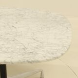 Eames Segmented Oval Dining Table in White Marble & Stainless Steel