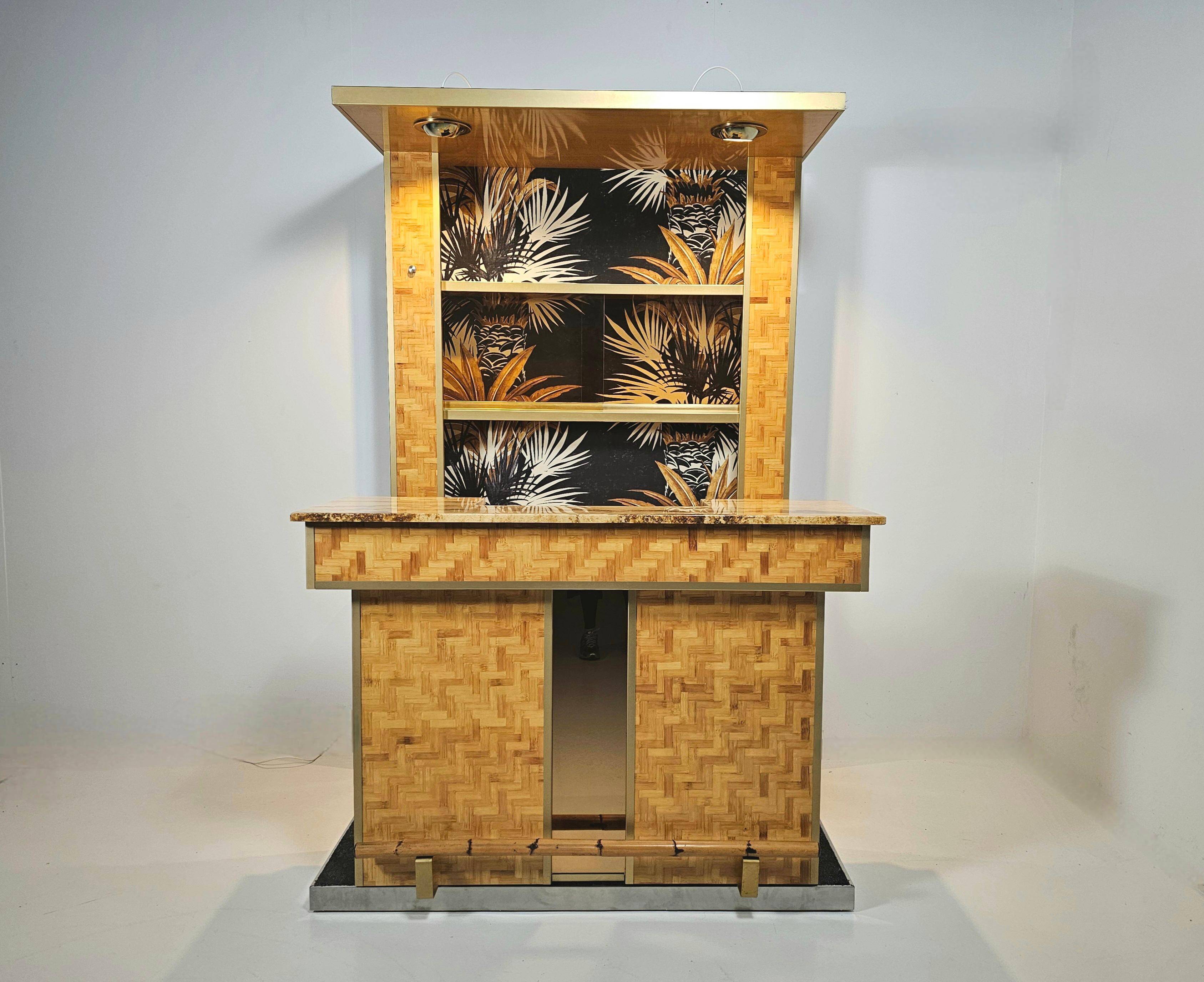 Bar with pressed bamboo stools, Italy, 1970
