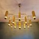 Geometric brass chandelier, design G. Sciolari, Boulanger, 1970