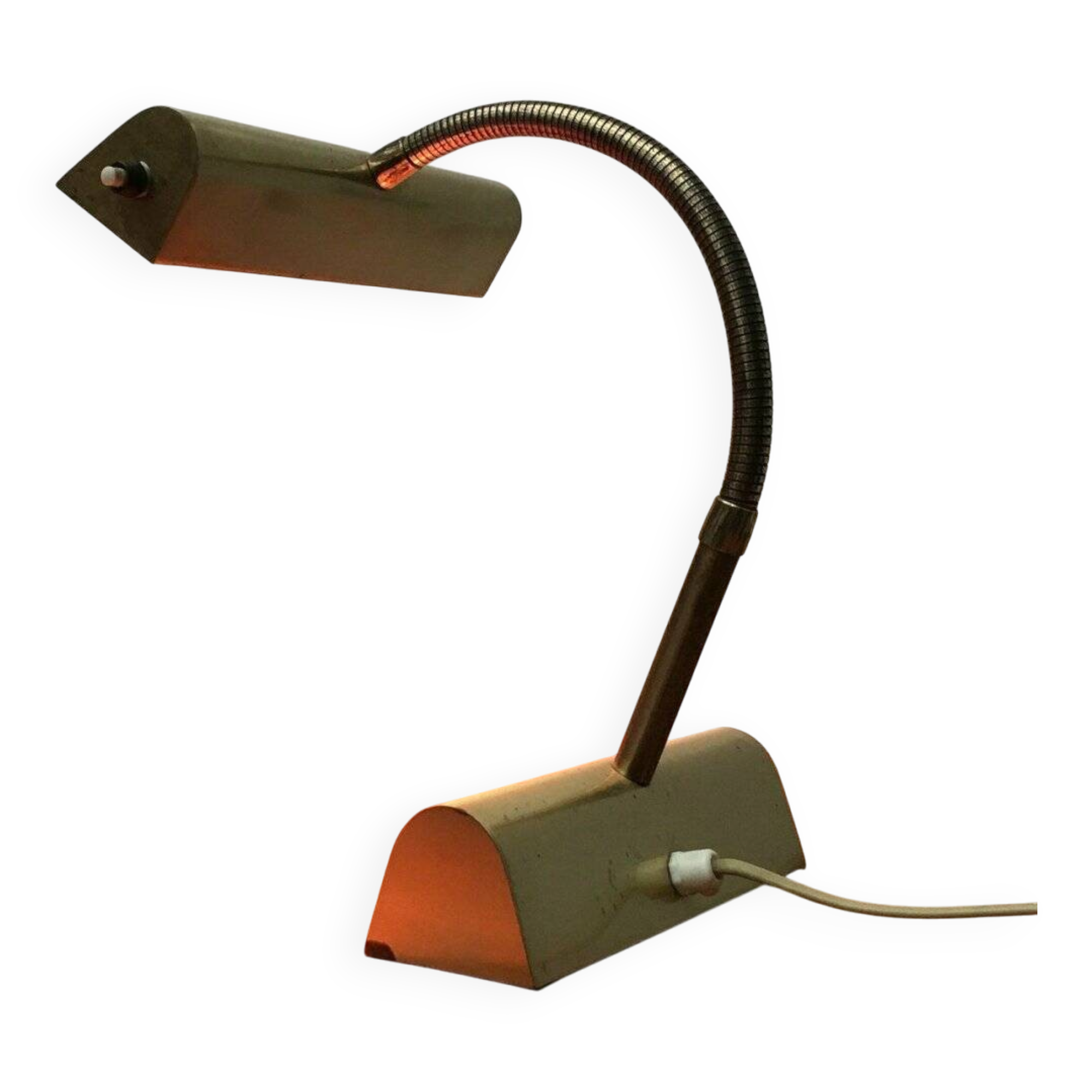 Mid-century brass swan neck table lamp in Hollywood Regency style from the 1960s.