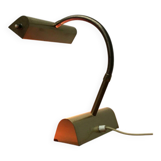 Mid-century brass swan neck table lamp in Hollywood Regency style from the 1960s.