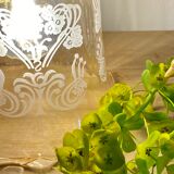 Vintage tulip walking lamp in amber glass