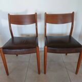 2 Fristho Franeker chairs, Scandinavian, teak and leather.