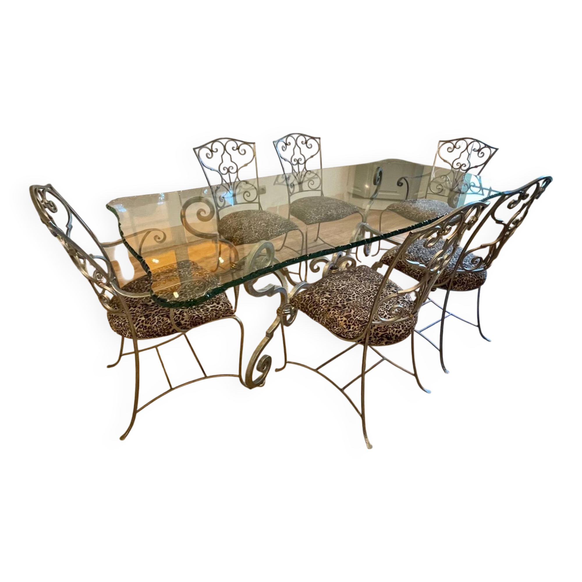 Table en fer forgé , 4 chaises et 2 fauteuils, Italie