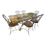 Table en fer forgé , 4 chaises et 2 fauteuils, Italie