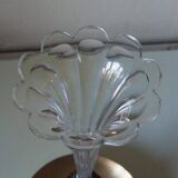 French antique crystal bronze and brass cornet soliflore vase from the early 1920s.