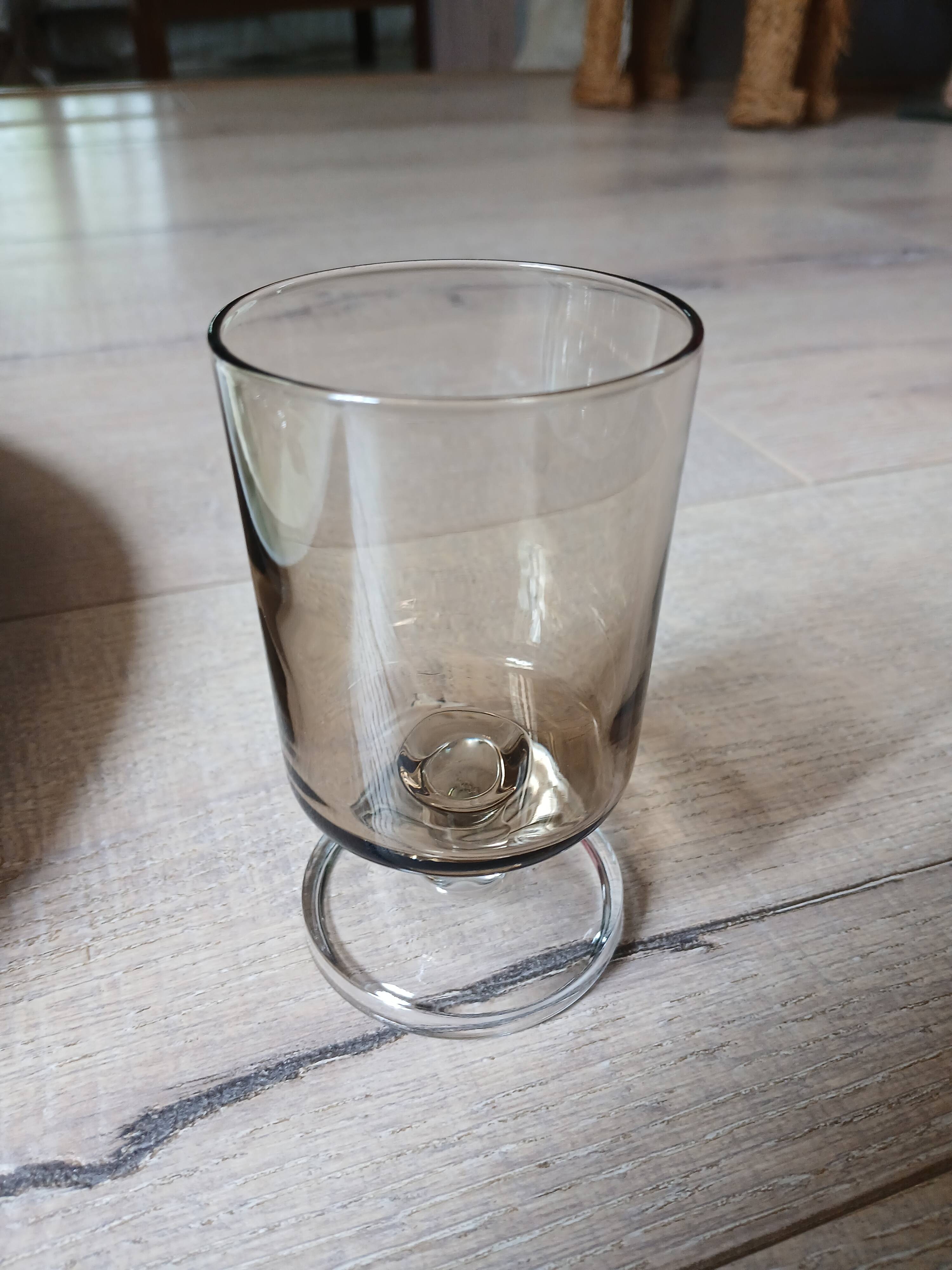 17 vintage stemmed glasses in smoked glass