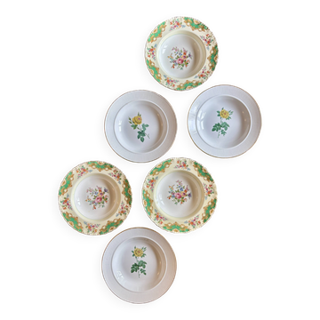 Lot de 6 assiettes creuses anciennes dépareillées