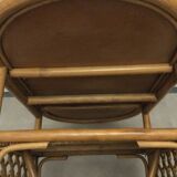 Table and 2 armchairs set in rattan and wicker, 70s/80s