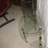 Glass, steel and bronze shelf, circa 1950