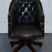 Vintage Chesterfield Chair in Dark Grey Leather