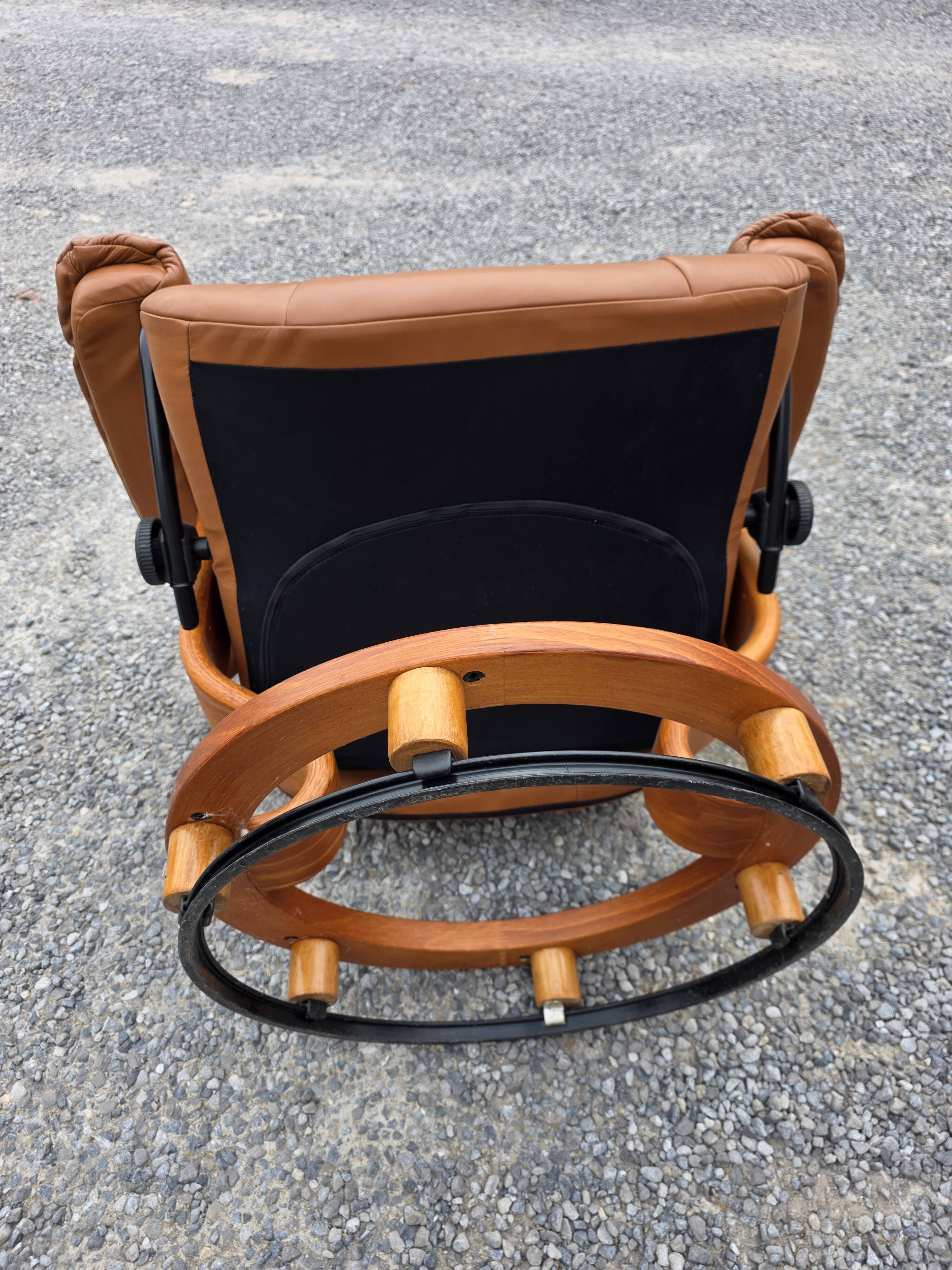 Pair of Ekornes Stressless leather armchairs, 1980s