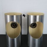 Pairs Wall lamps vintage 1970 Stainless steel satin