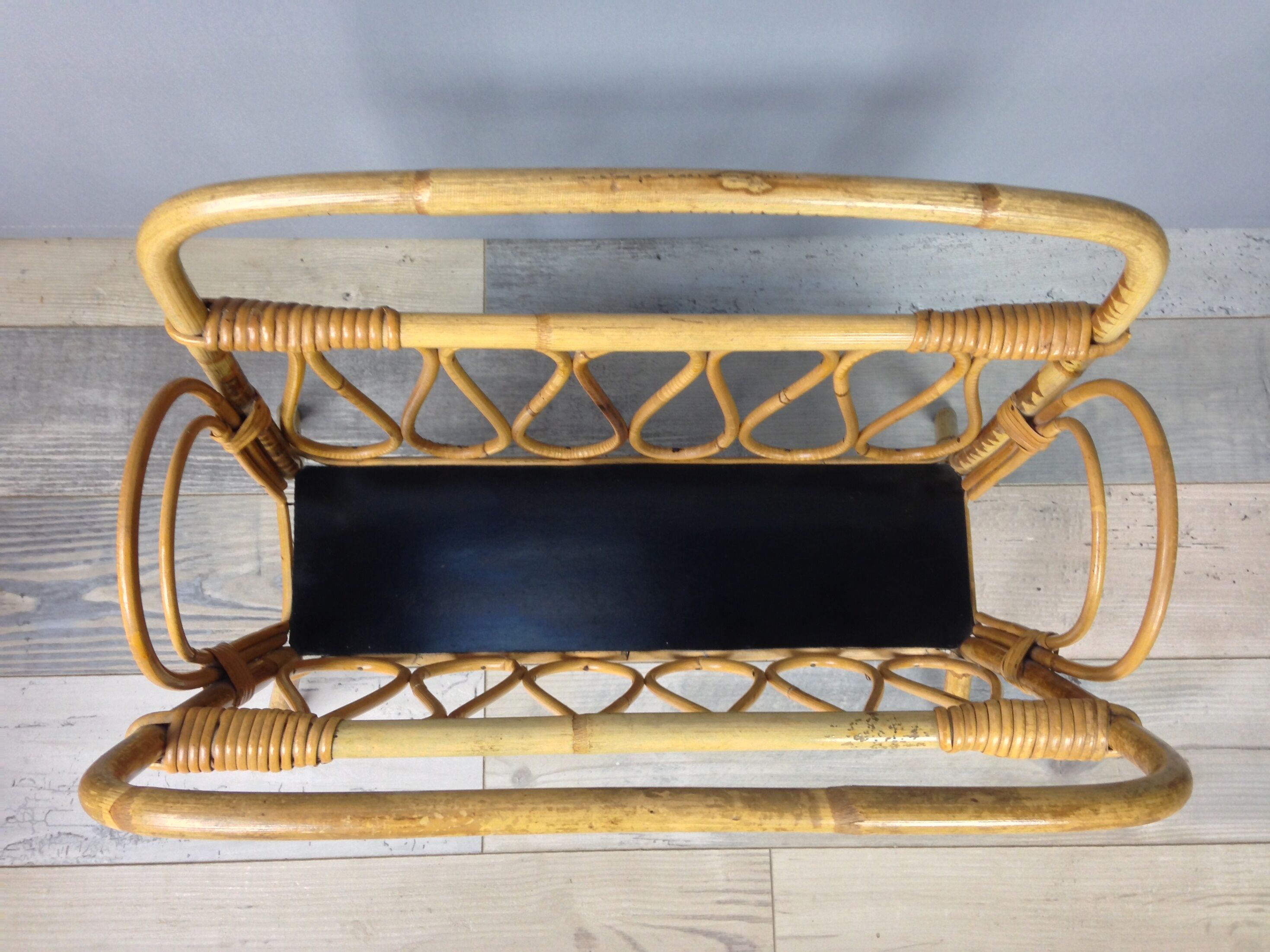 60s magazine holders in rattan and black formica