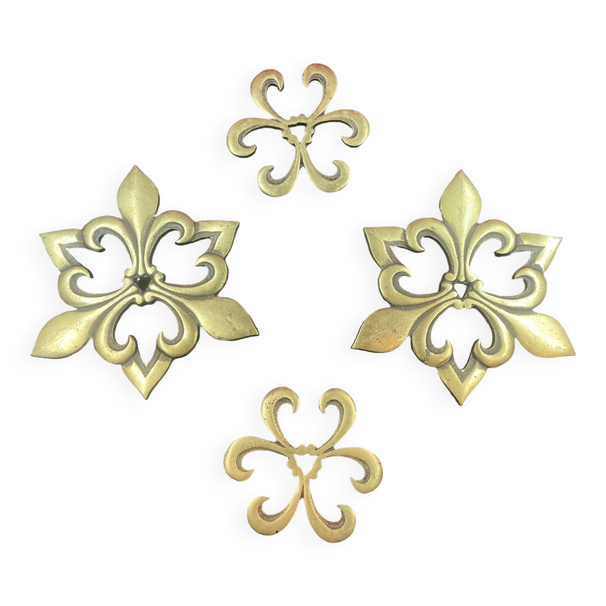 Lot 2 Dessous de plat sur 3 pieds en Bronze Laiton LYS + 2 pose bouteille