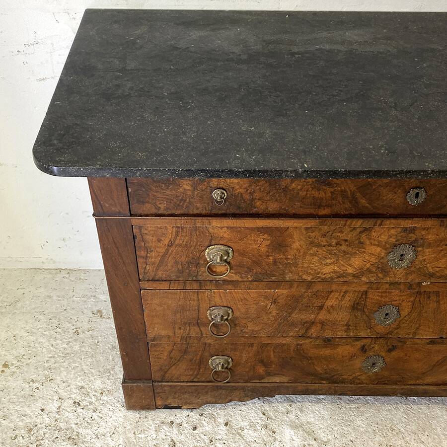 19th century chest of drawers with black marble top