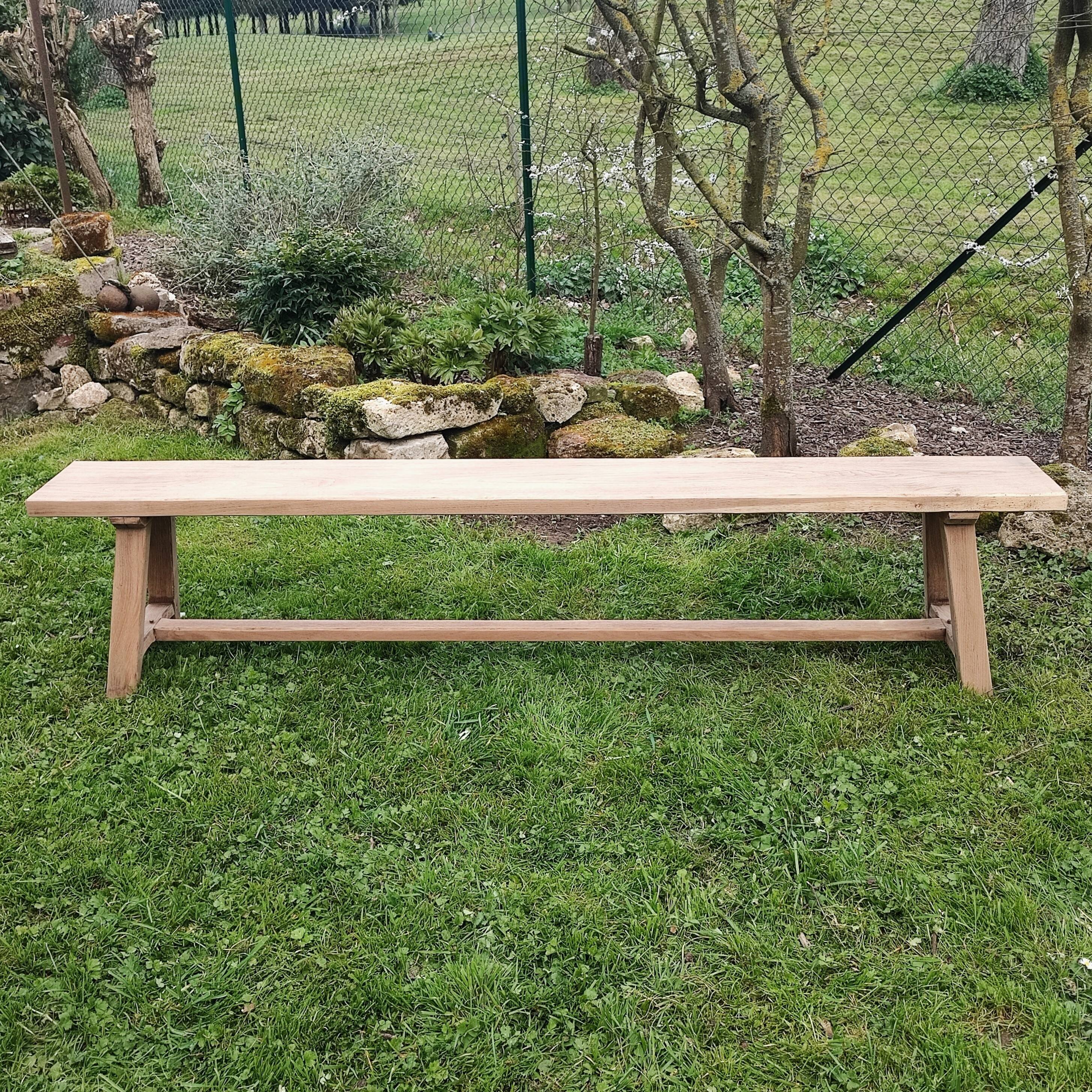 Solid oak farm bench