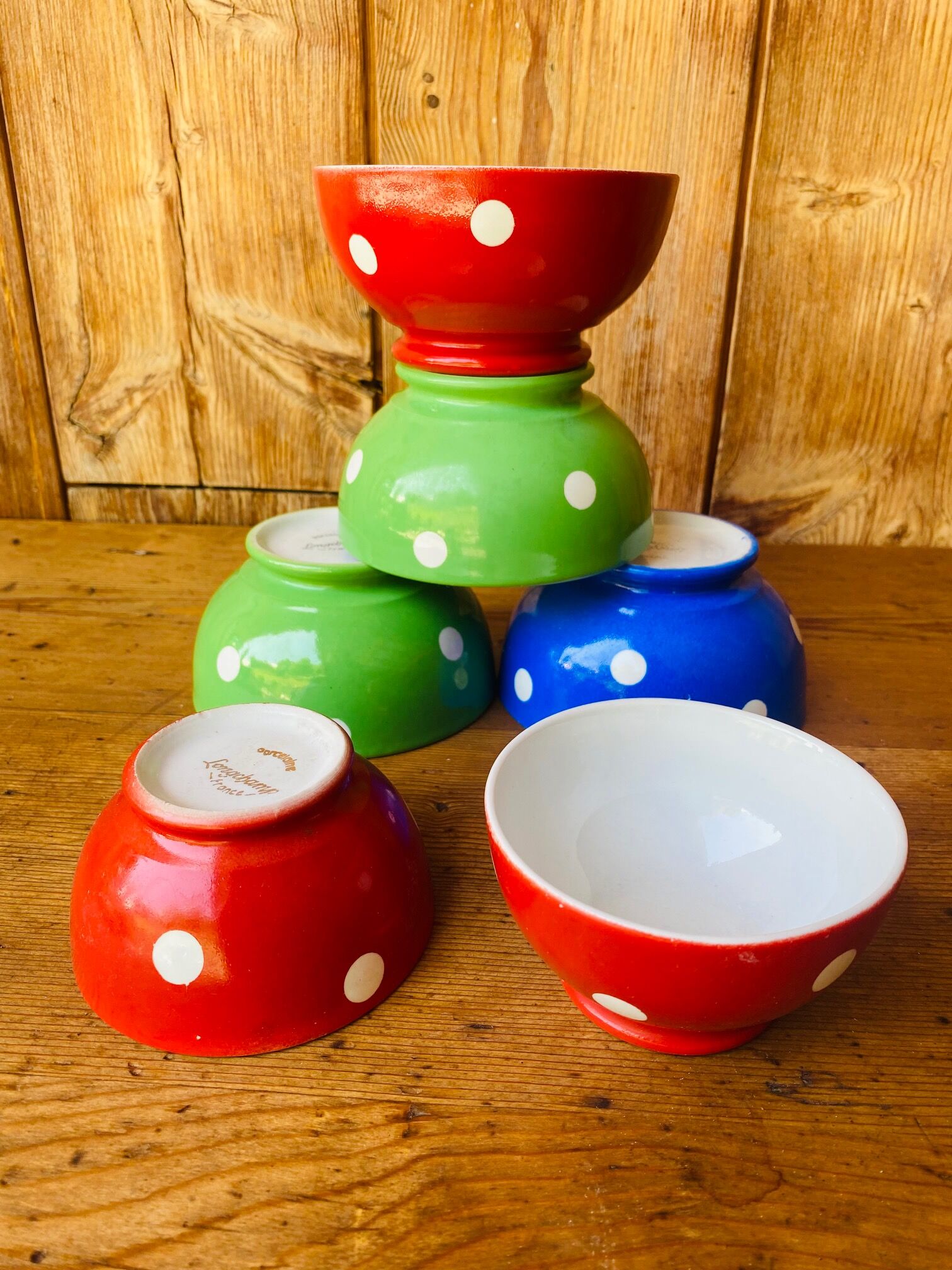 Porcelain bowls Longchamps polka dots