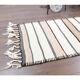 Vintage Turkish Oushak Handmade Cotton Beige Wool Kilim Runner Rug 81x347