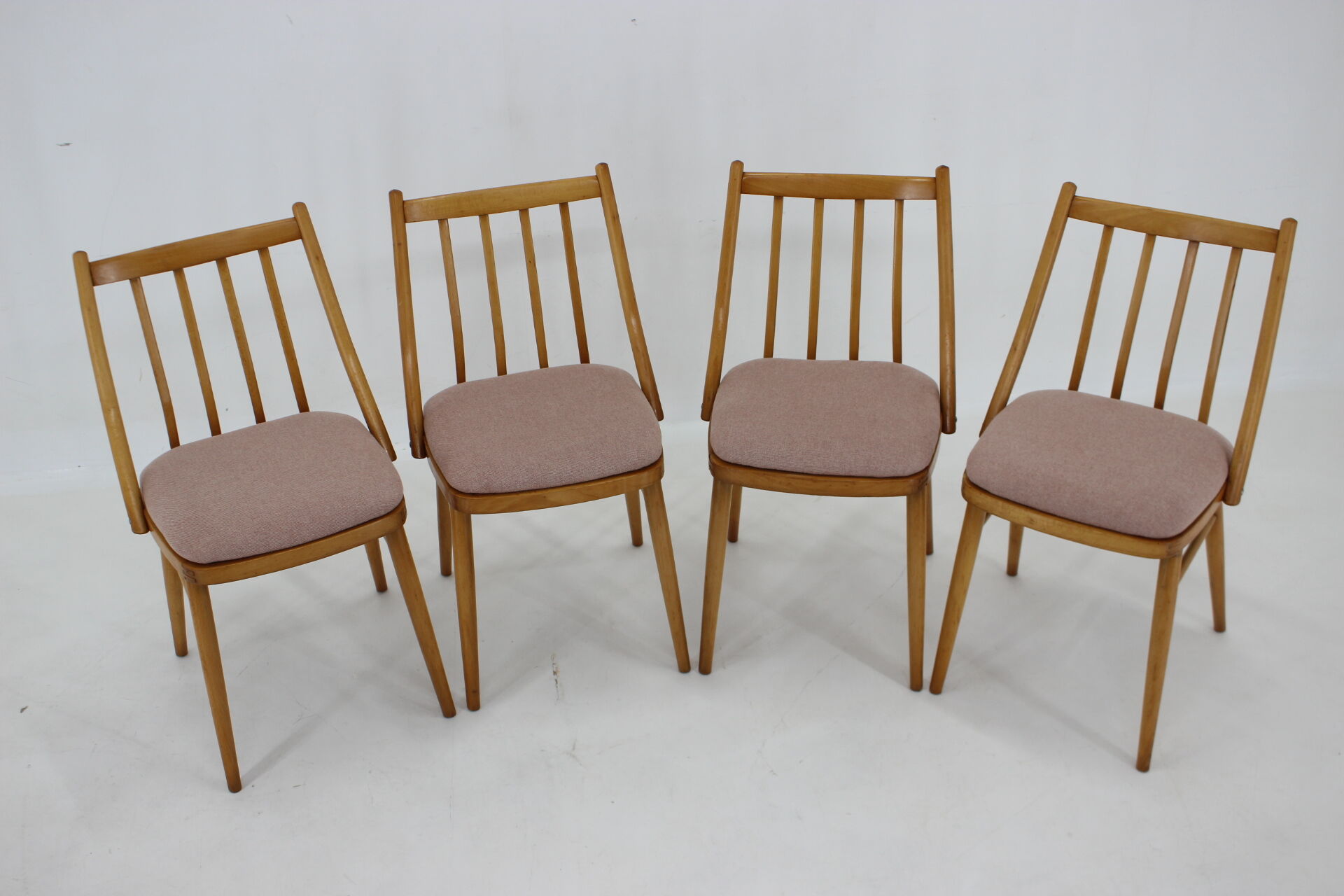 1970s Antonin Suman Beech Dining Chairs, Set of 4