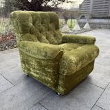 Fauteuil Velours Vert année 70