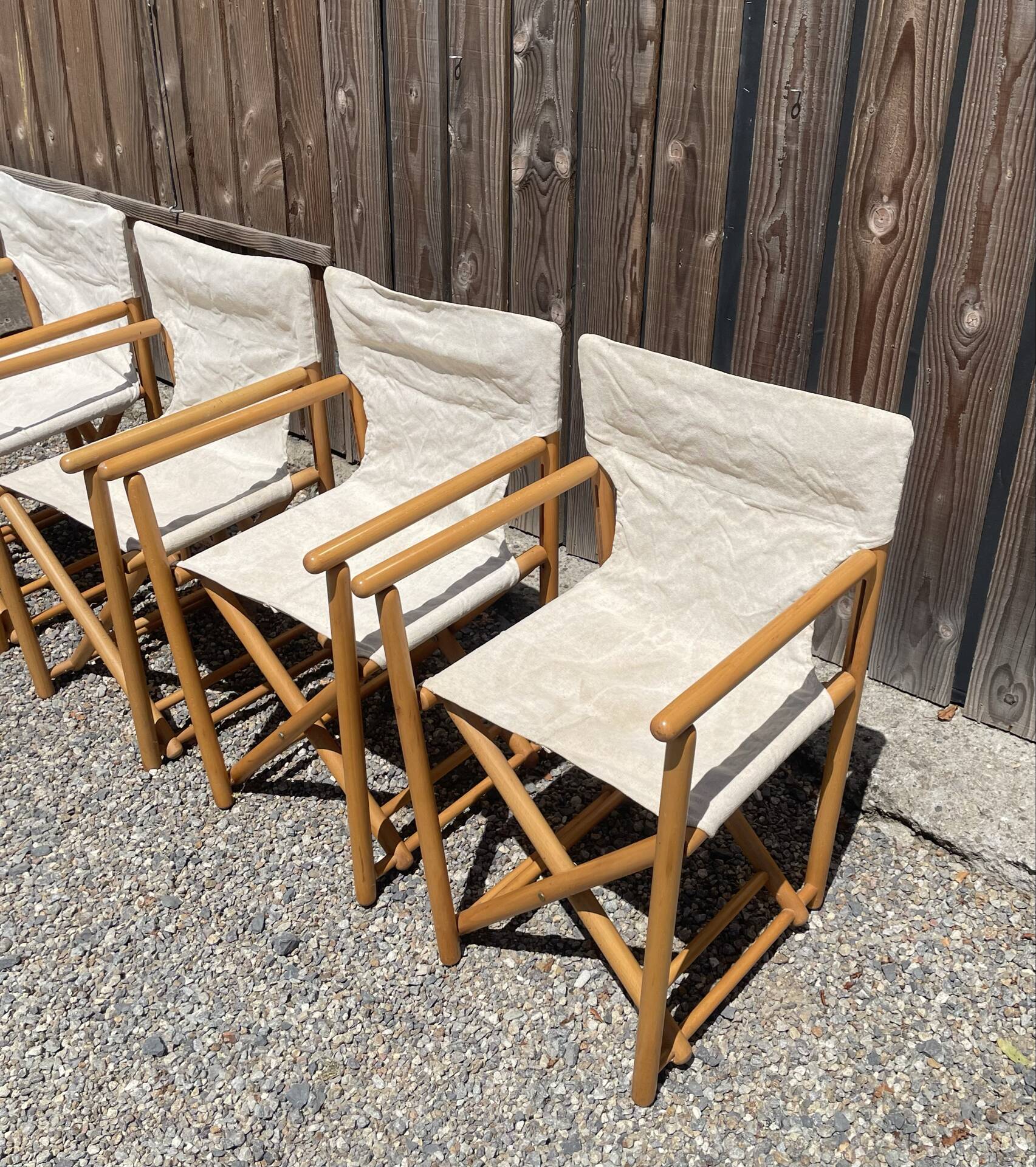 4 mid-century safari folding chairs