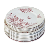 Set of 14 deep flat and dessert plates with defect FT Jasmins Badonviller