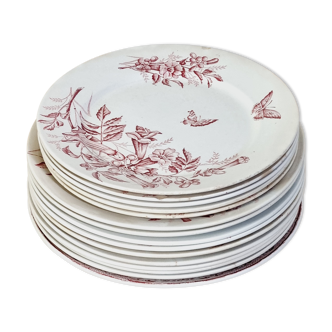 Set of 14 deep flat and dessert plates with defect FT Jasmins Badonviller