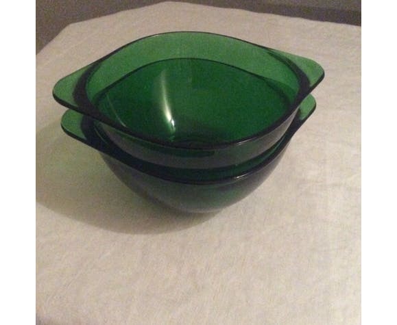 Duo of green bowls