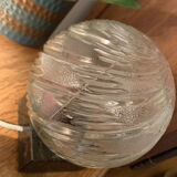 Mid-Century Table Lamp – Cut Glass Globe & Marble Base