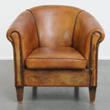 Fauteuil club en cuir de mouton