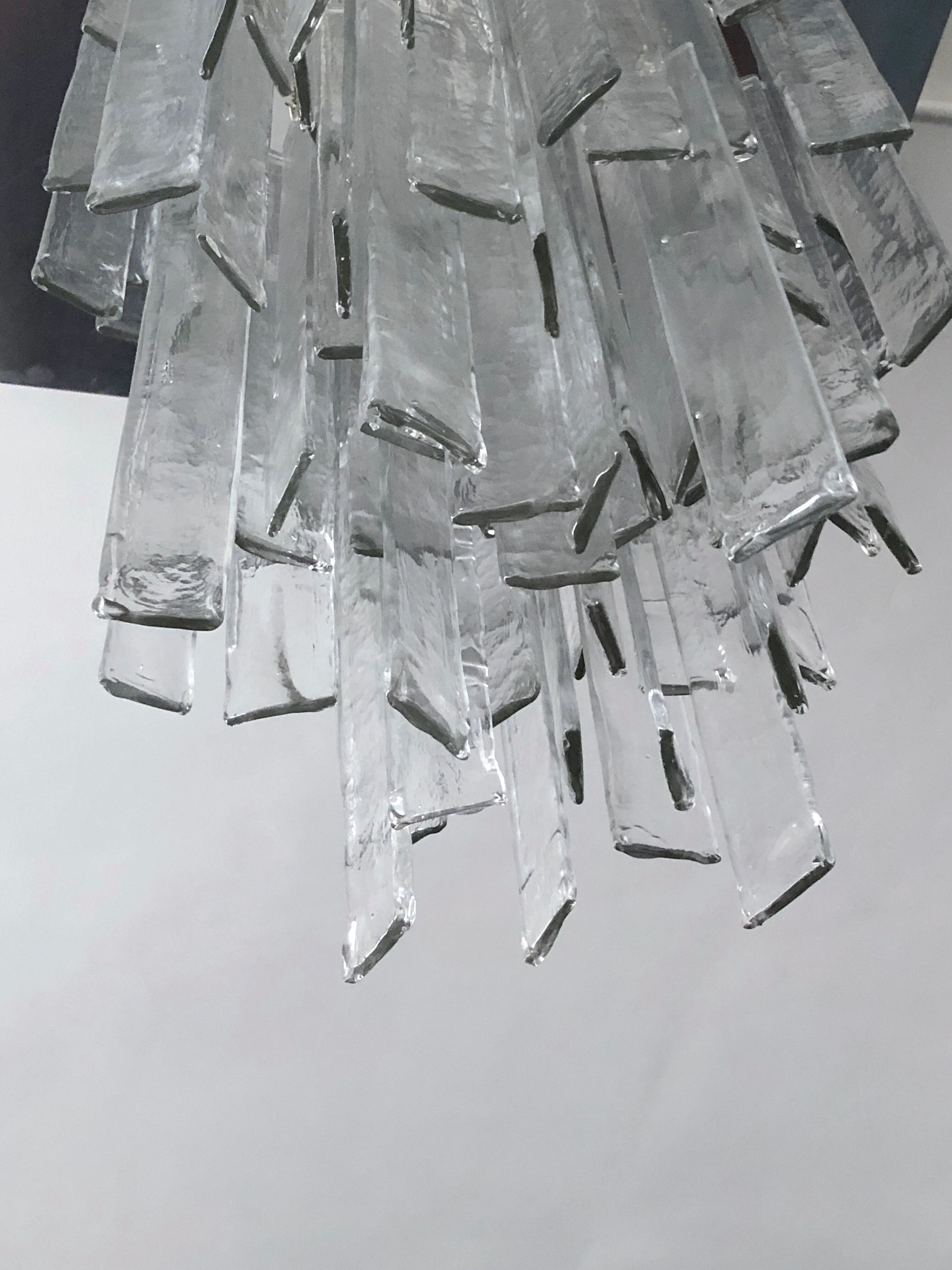 Mazzega, xl vintage clear murano glass elements chandelier from 70s