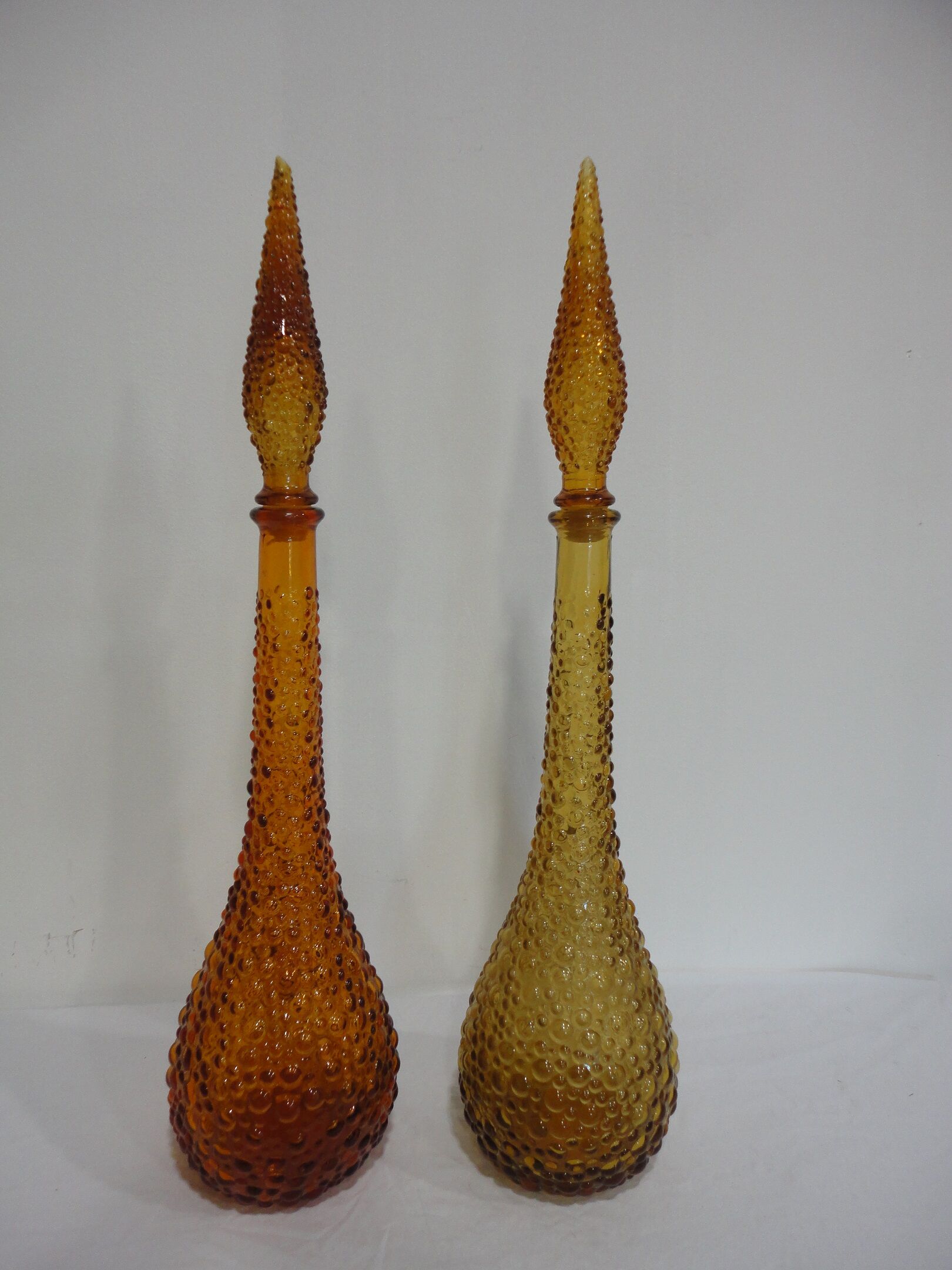Large "bubbles" brown glass decanter
