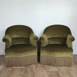 Pair of velvet toad armchairs